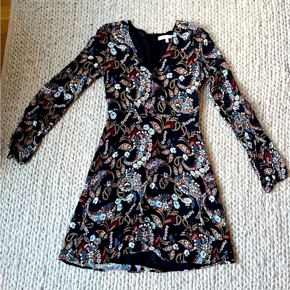 V neck floral A-line dress